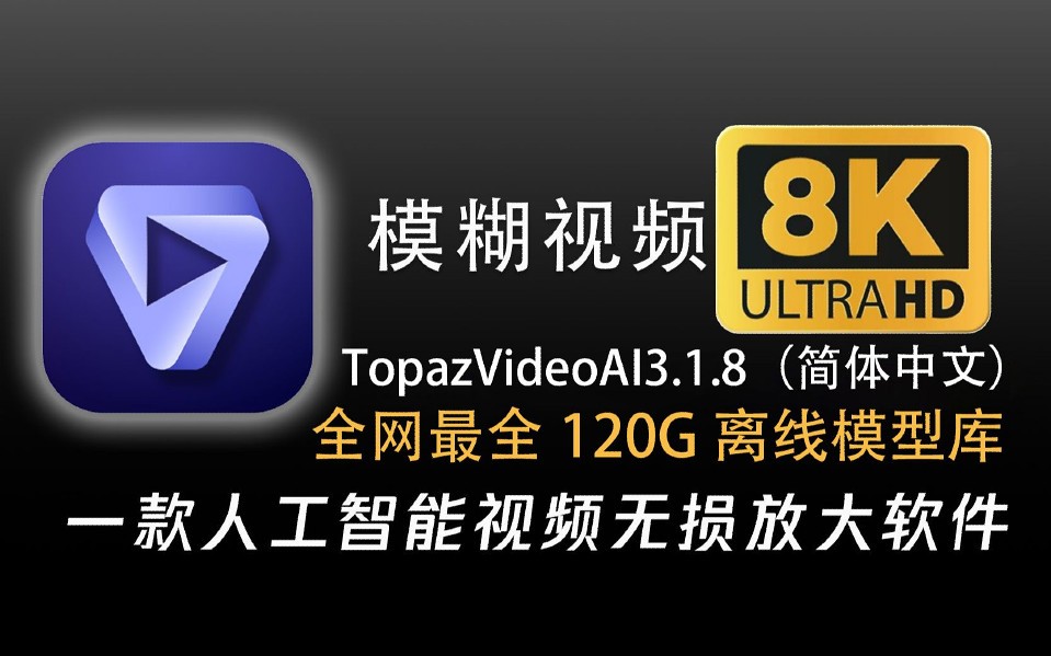TopazVideoAI 3.2.9（简体中文）一款低分辨率模糊视频变清晰无损放大软件+120G全网最全模型库-本站VIP专属资料