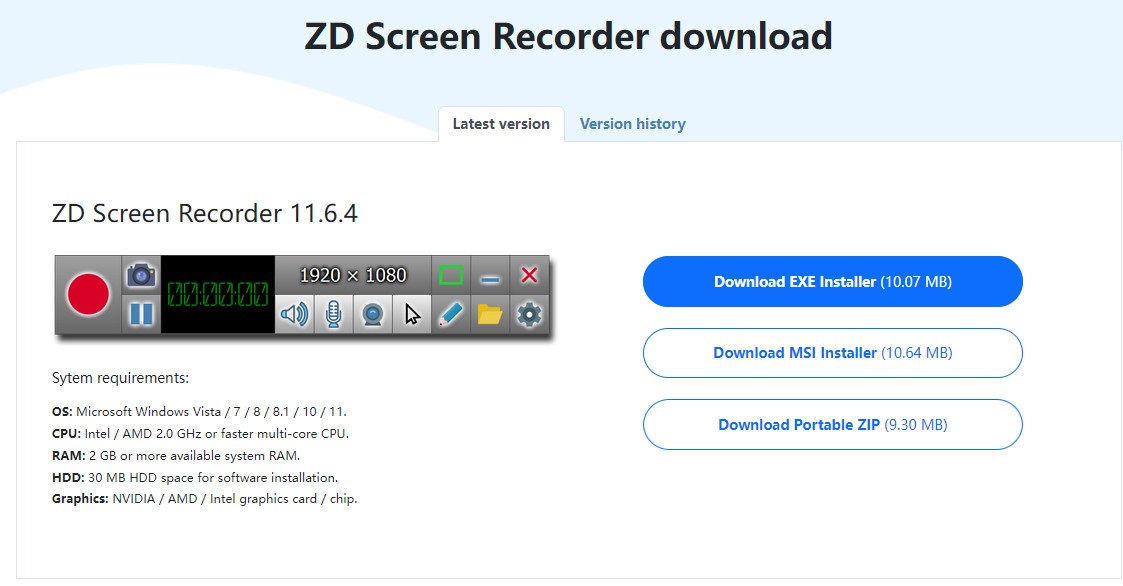 #强烈推荐# PC电脑屏幕录制软件  紫迪屏幕录像软件 ZD Soft Screen Recorder 11.6.4 中文免费版
